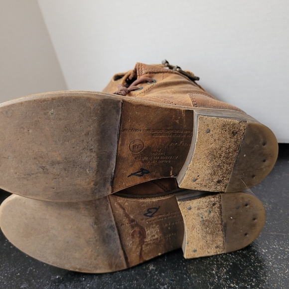 ALLSAINTS Spitalfields Damisi Buckles Brown Crackled Leather Military Boots - Picture 6 of 7